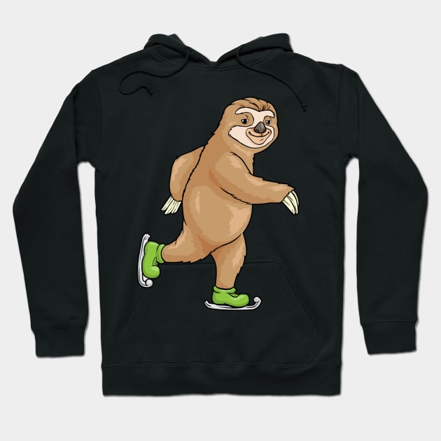 Sloth at ice skating with ice skates Hoodie by Markus Schnabel